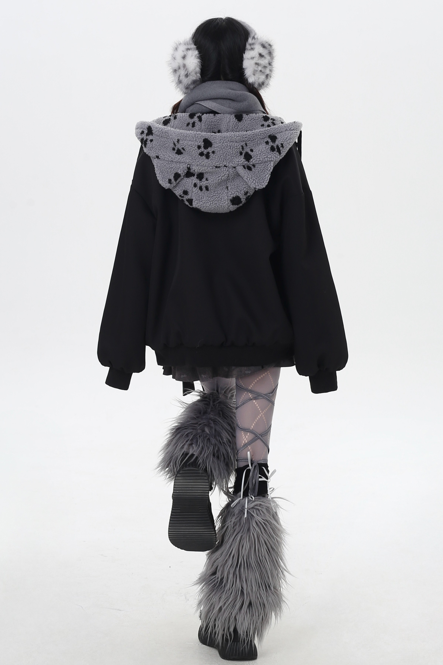 Dark Sweet Cat Ear Fleece Loose Jacket