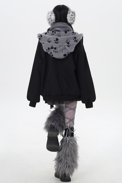 Dark Sweet Cat Ear Fleece Loose Jacket