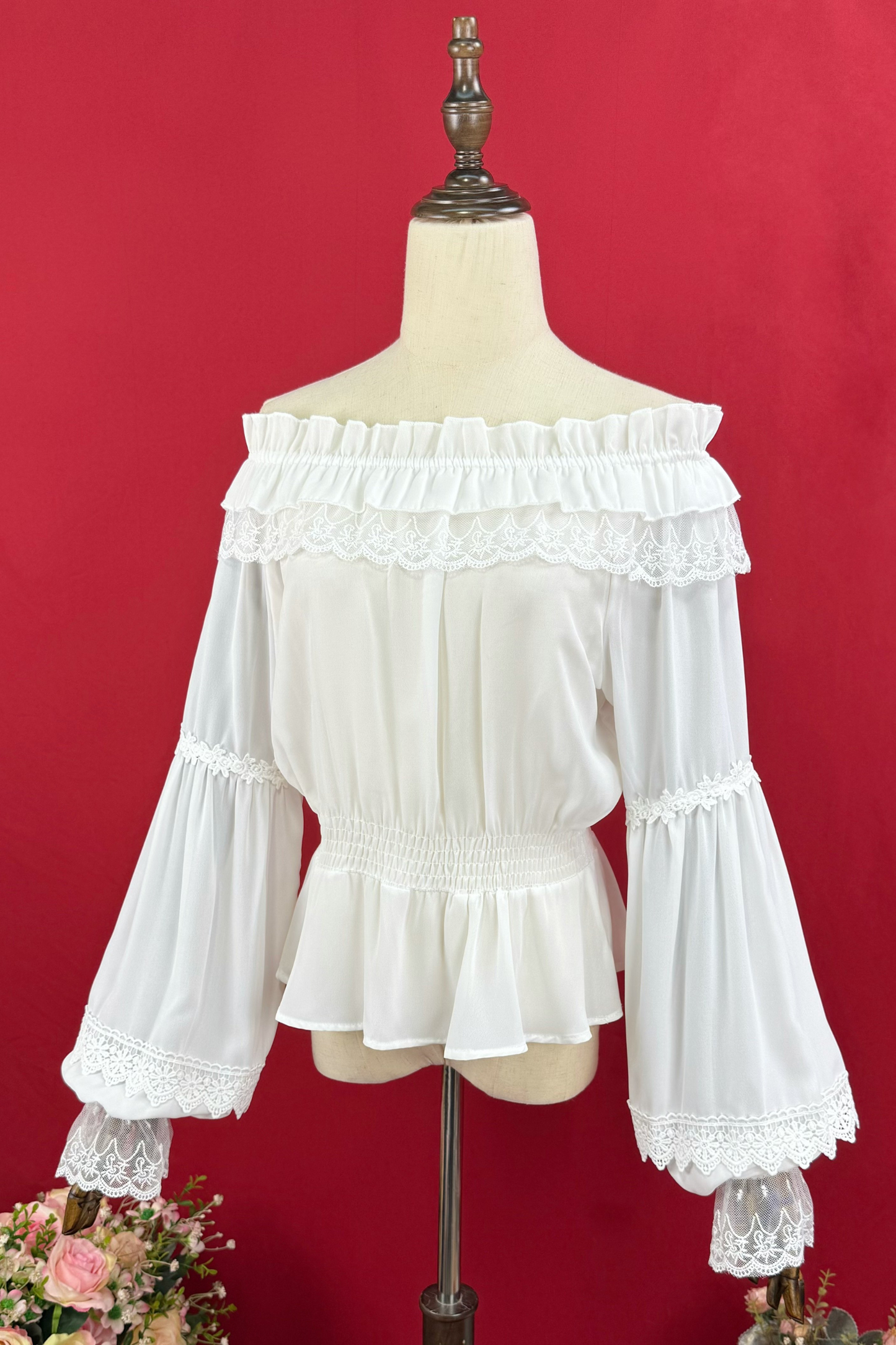 Off-the-shoulder long sleeve Lolita blouse
