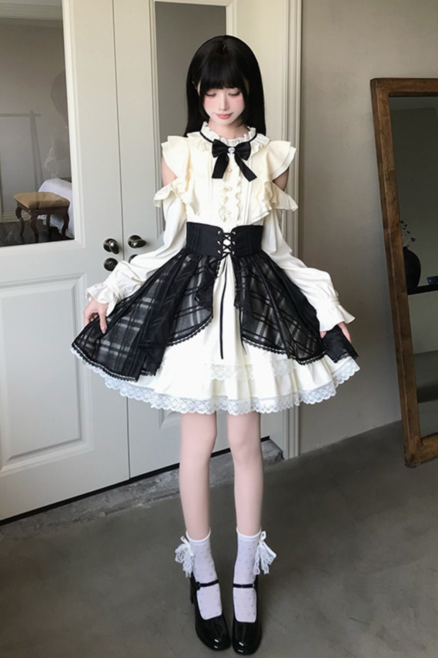 オフショルダーノーブルドレス+スカート