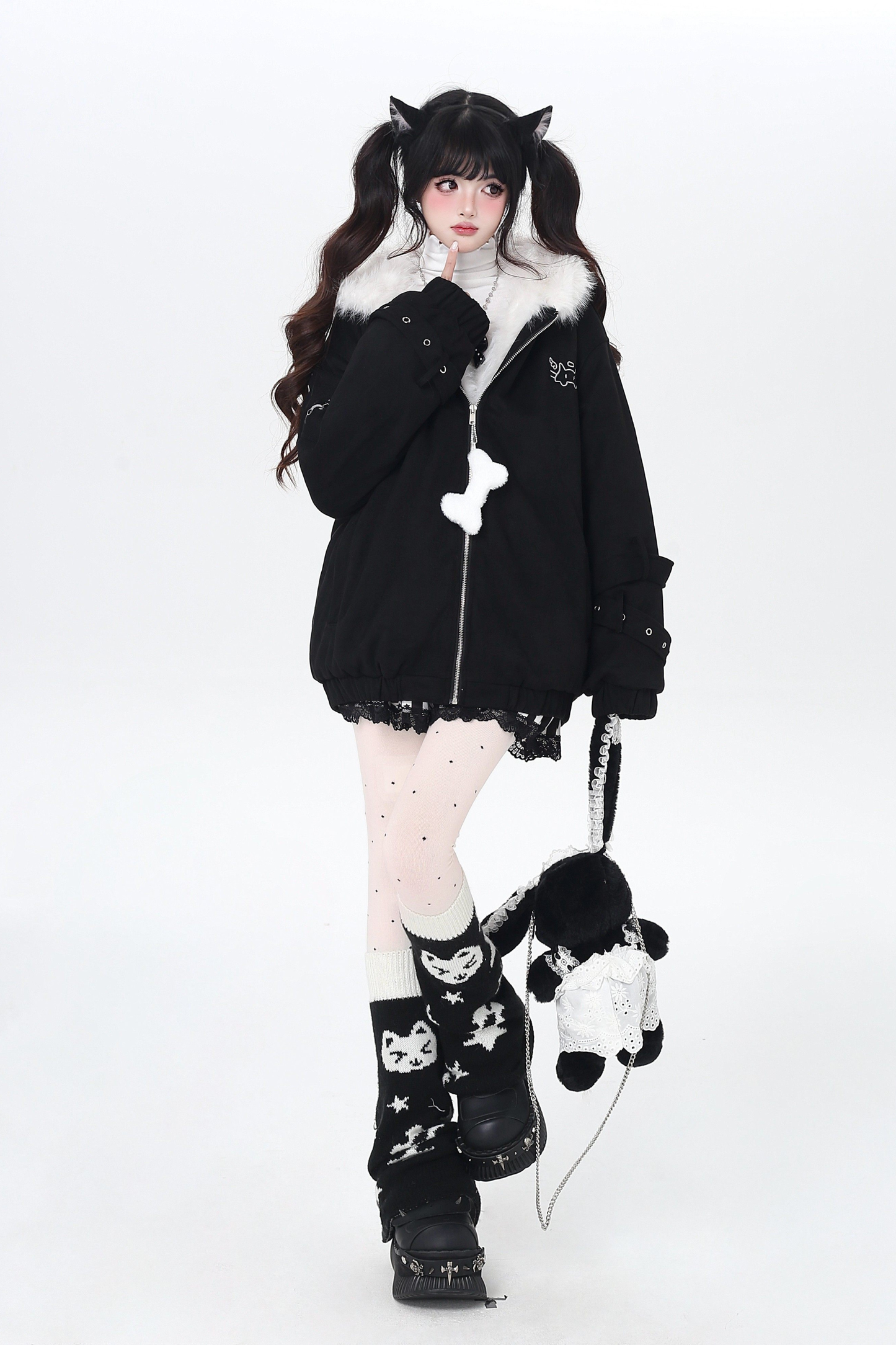 Cat Ear Hood Fur Jacket