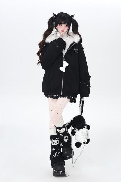 Cat Ear Hood Fur Jacket