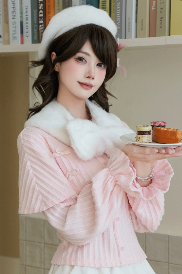 Loose Lantern Sleeve Knit Top + Long Skirt + Short Skirt