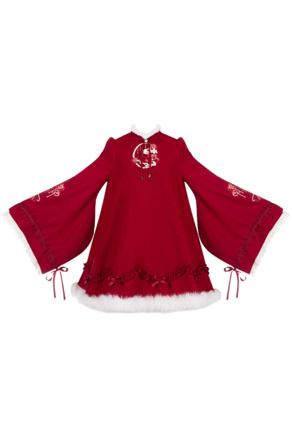 China Big Sleeve Dress + Apron + Skirt + Leg Warmers + Hairband + Clip + Pin