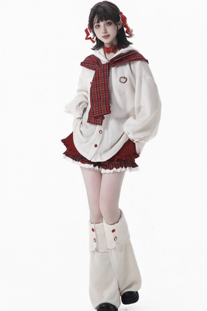Fruit milk hooded jacket + top + pants + leg warmers