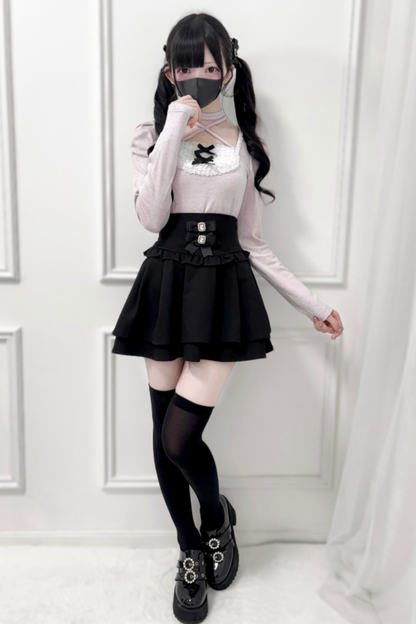 Ribbon Strap Knit Top