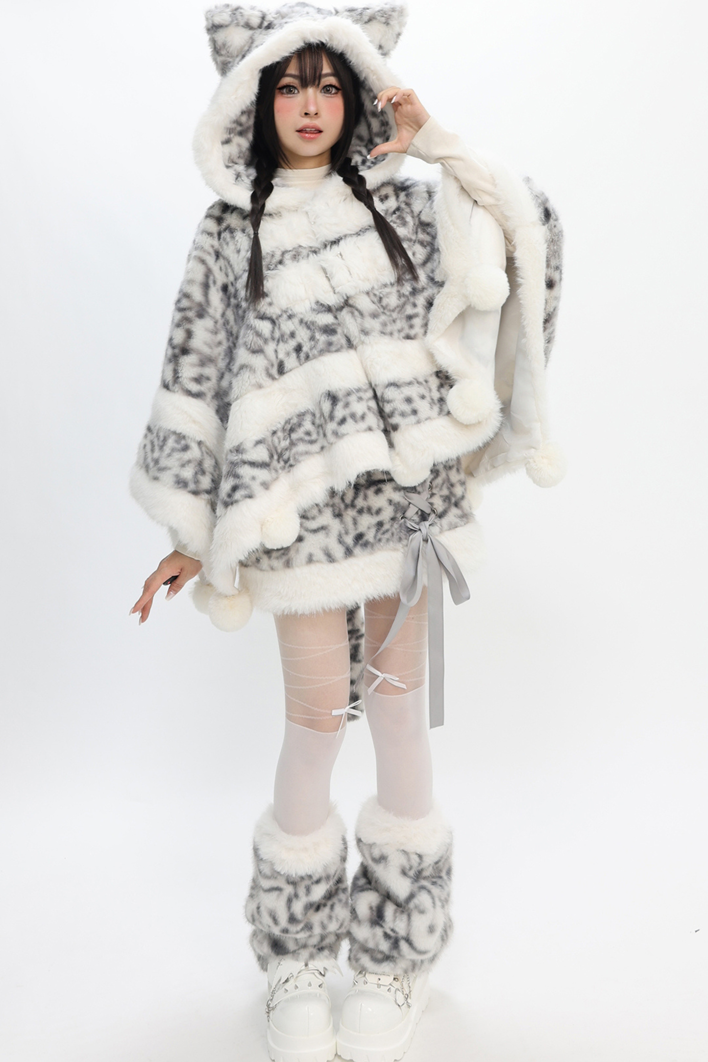 Tabby leopard print top + skirt + leg covers