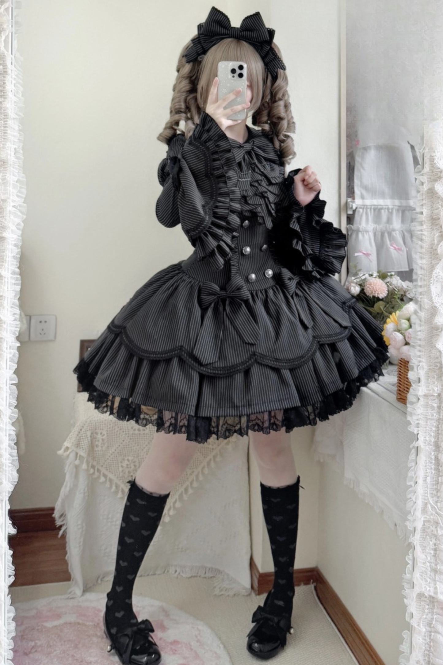 Dark Gothic Dress + Sleeves + Headband