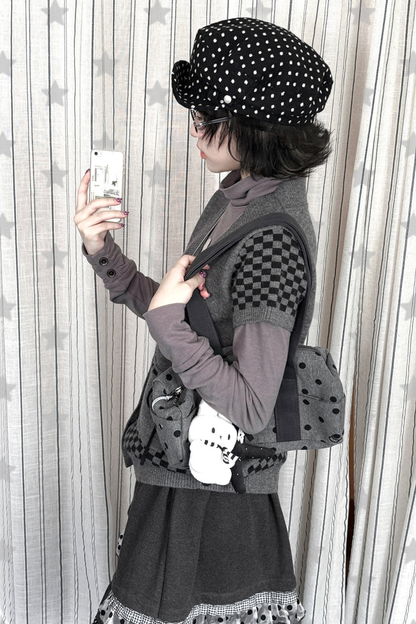 Dot Sleeve Y2K Top + Flare Skirt