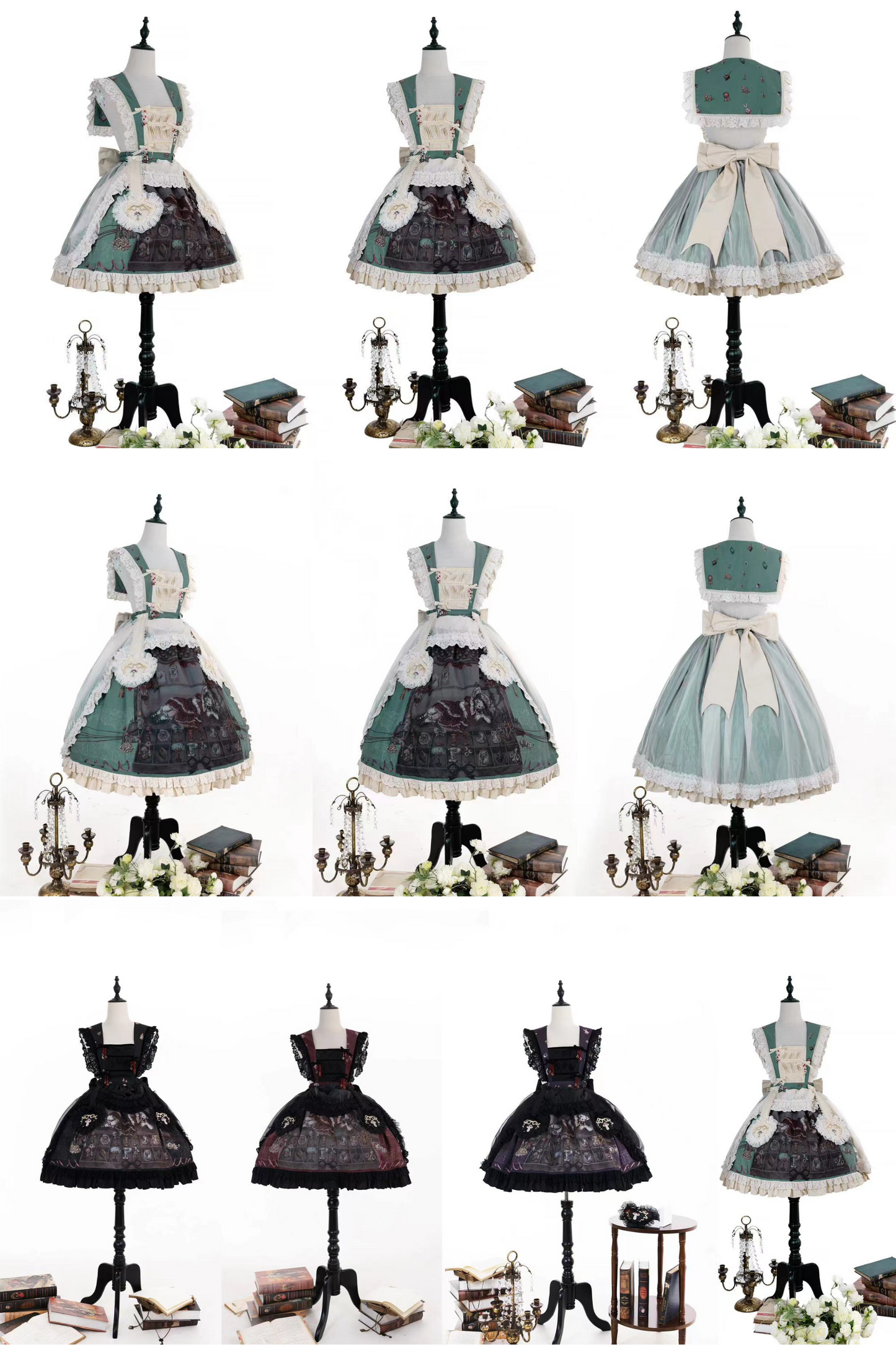 リフティングビーズゴシックストラッププリントドレス