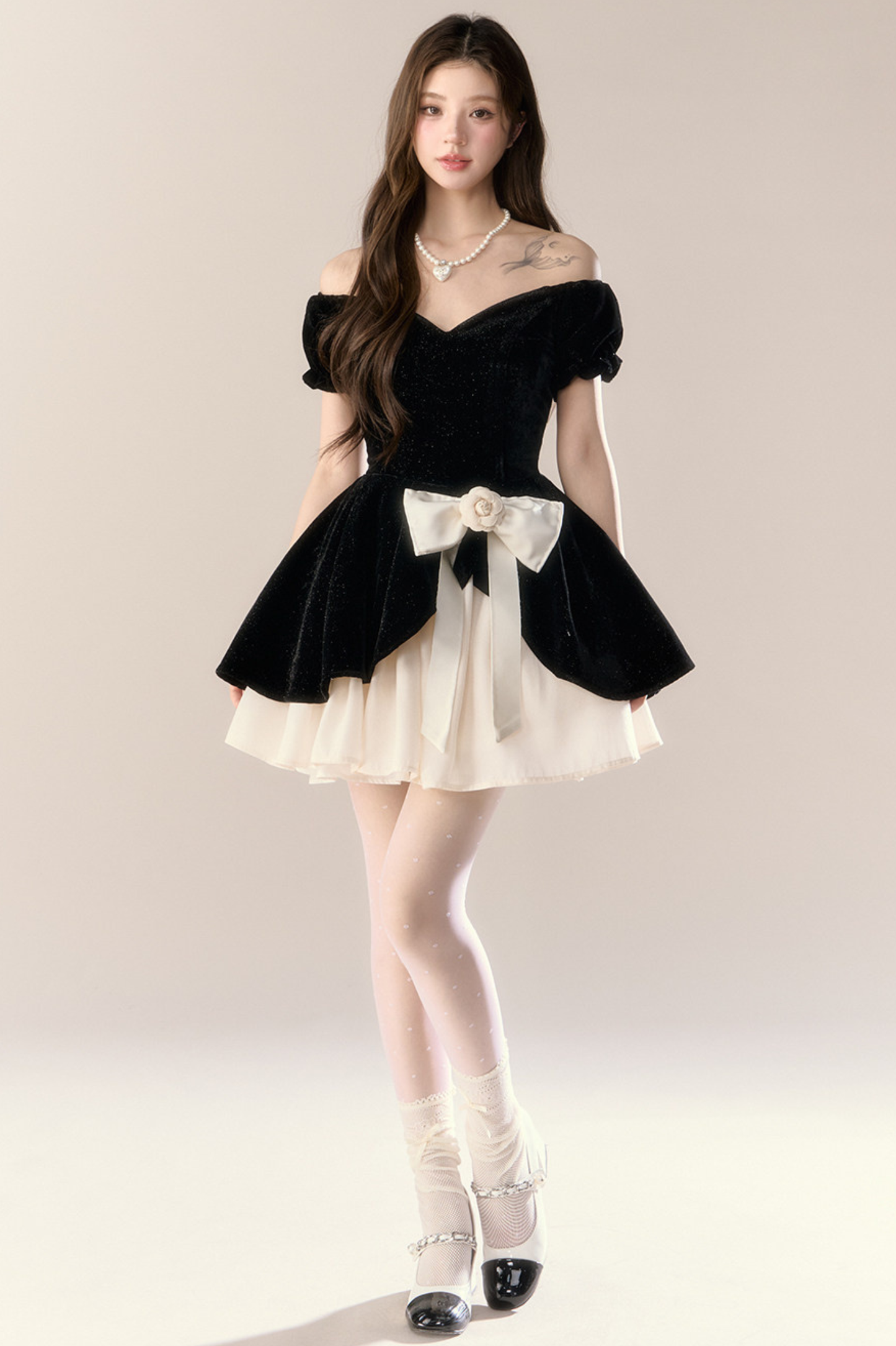 ベルベットシックガーリーフレンチバンケットドレス