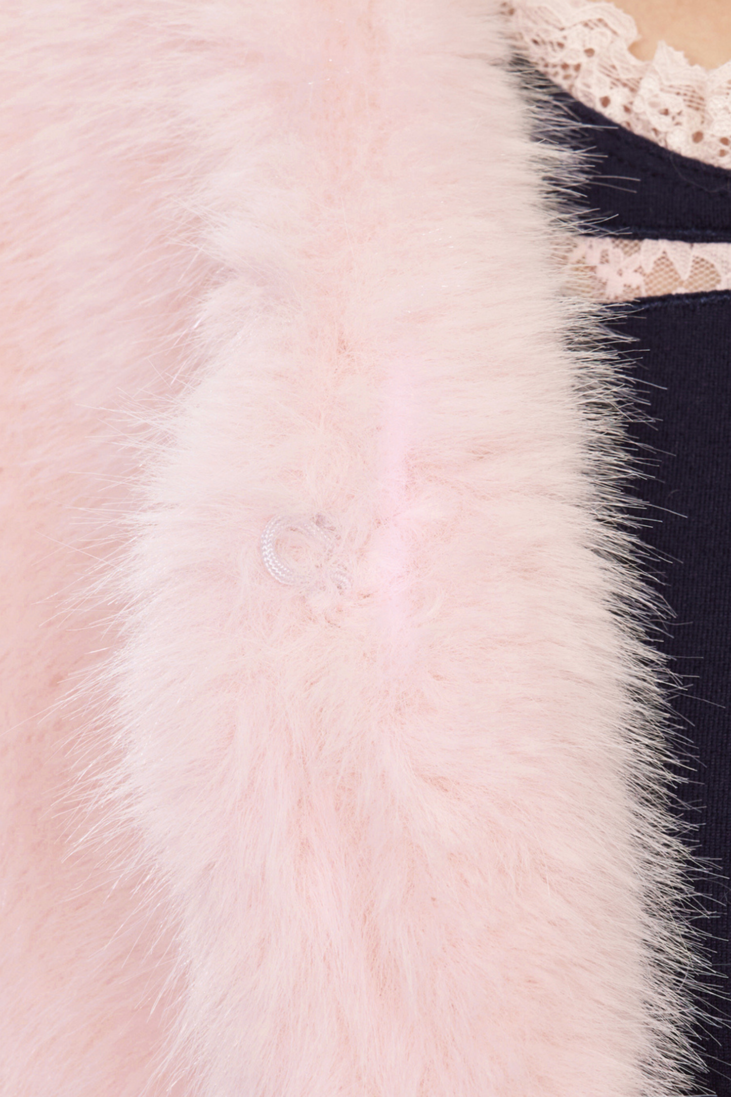 Sweet fur short coat + ribbon scarf