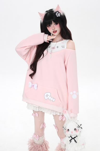 キャットオフショルダートップス