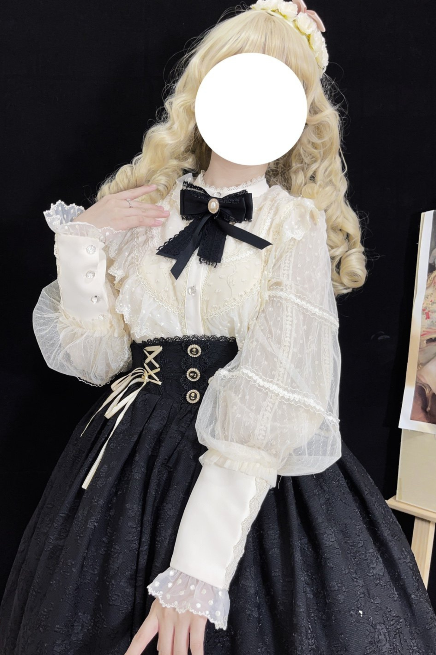 Stand collar retro girly blouse