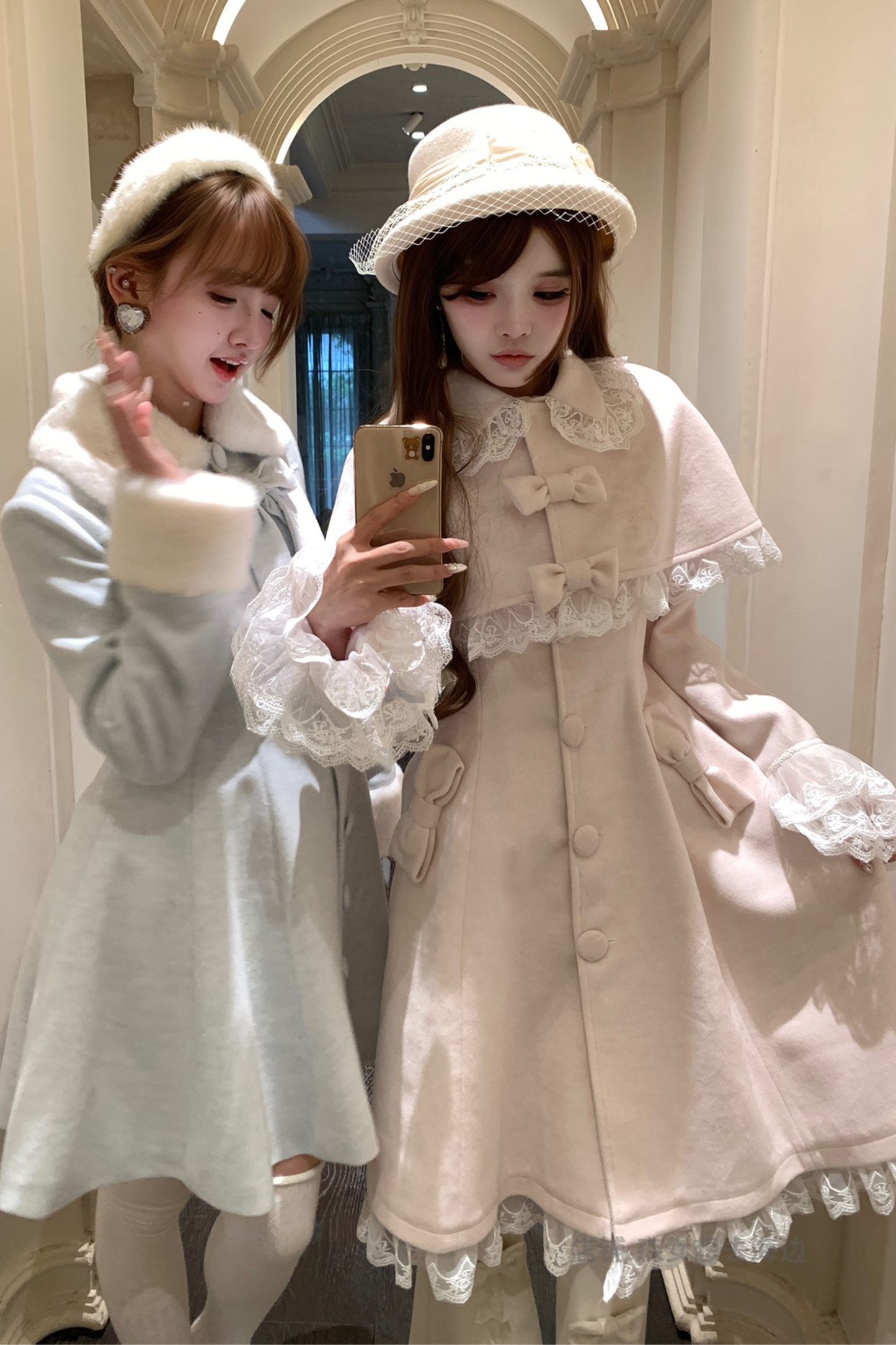 ガーリーリボンケープフレアコート