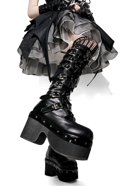 Dark Belt Design Boots