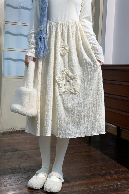 レースパッチワークエーラインドレス