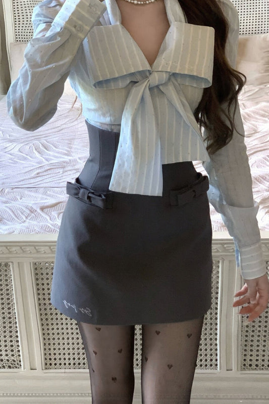 High waist bow skirt