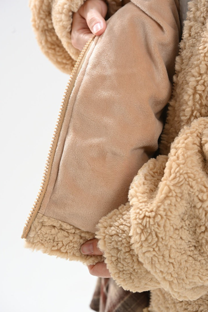 ベアバックルフードファーコート