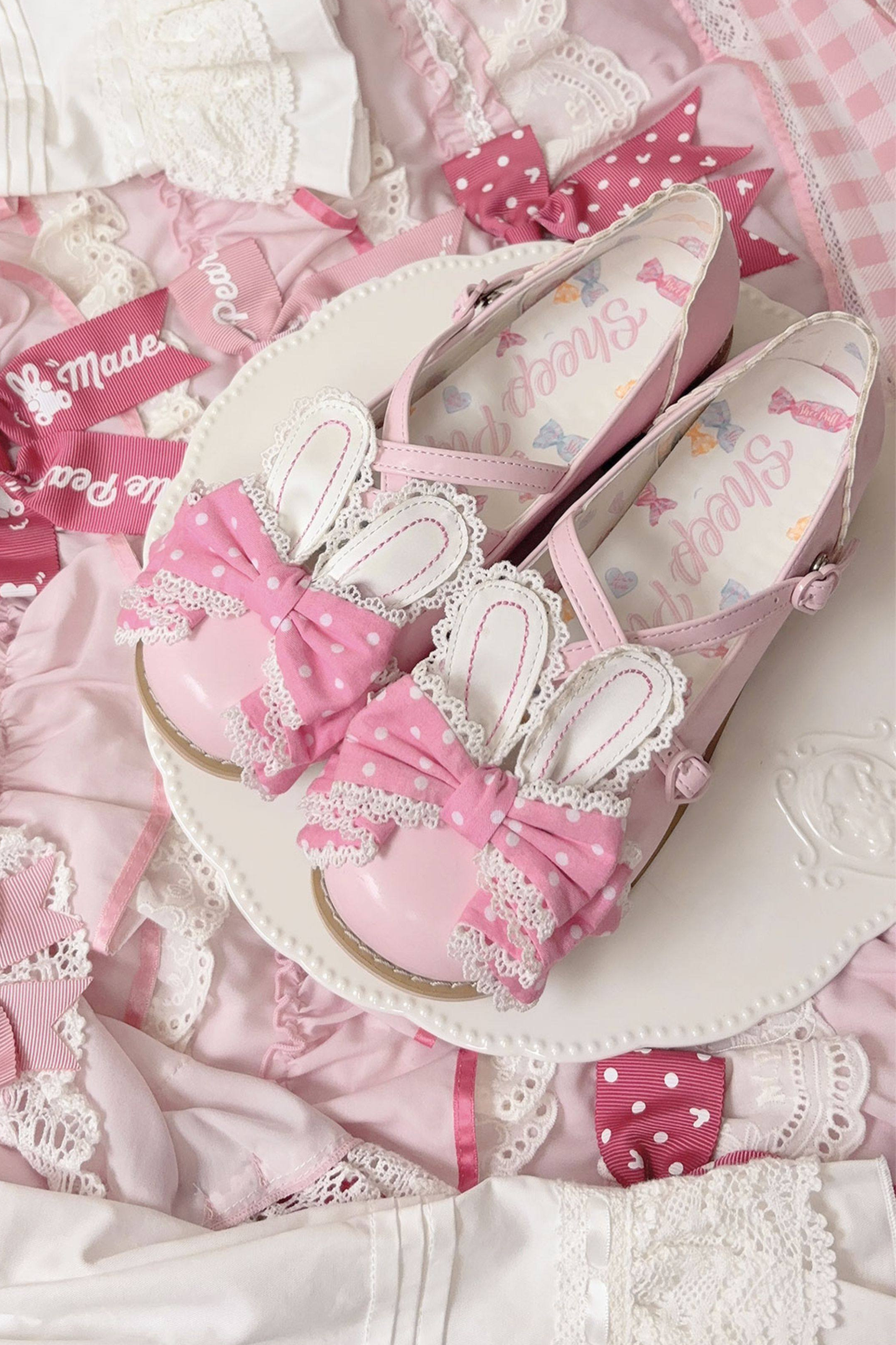 Sheep Puff Polka Dot Shoes