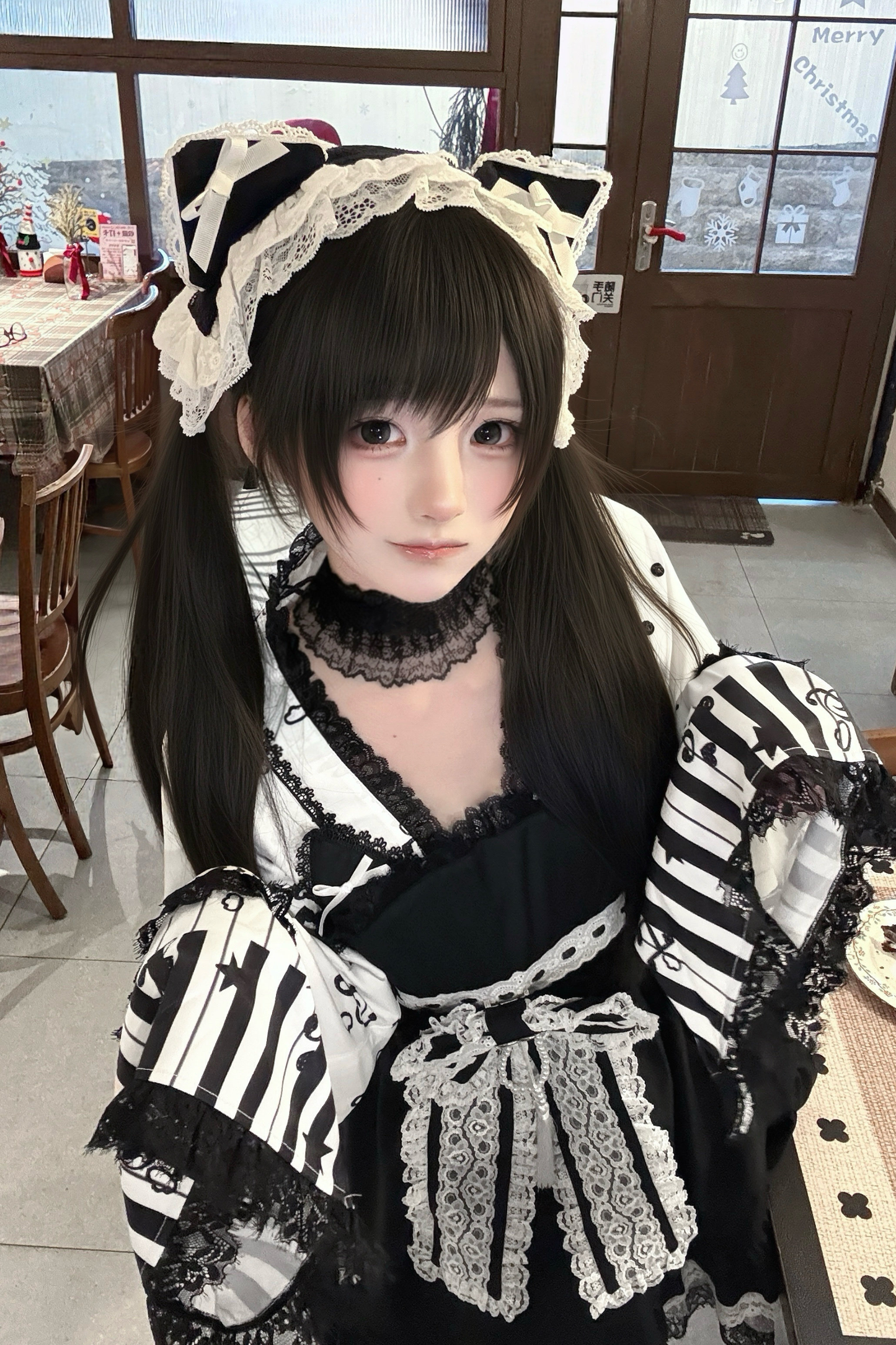 キャットダークエンジェルレースフローラルドレス+ヘアバンド