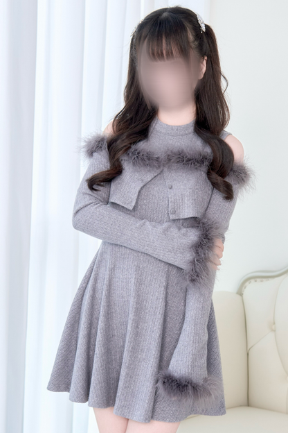 Fur Knit Cardigan + Flared Dress