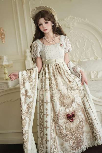 Elegantes Lolita-Kleid + Schal + Halskette