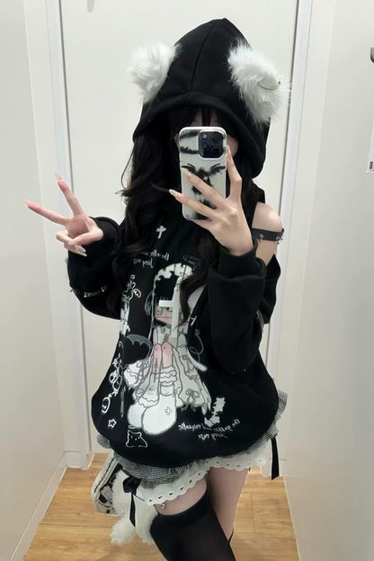 エンジェルプリントオフショルダースウェット