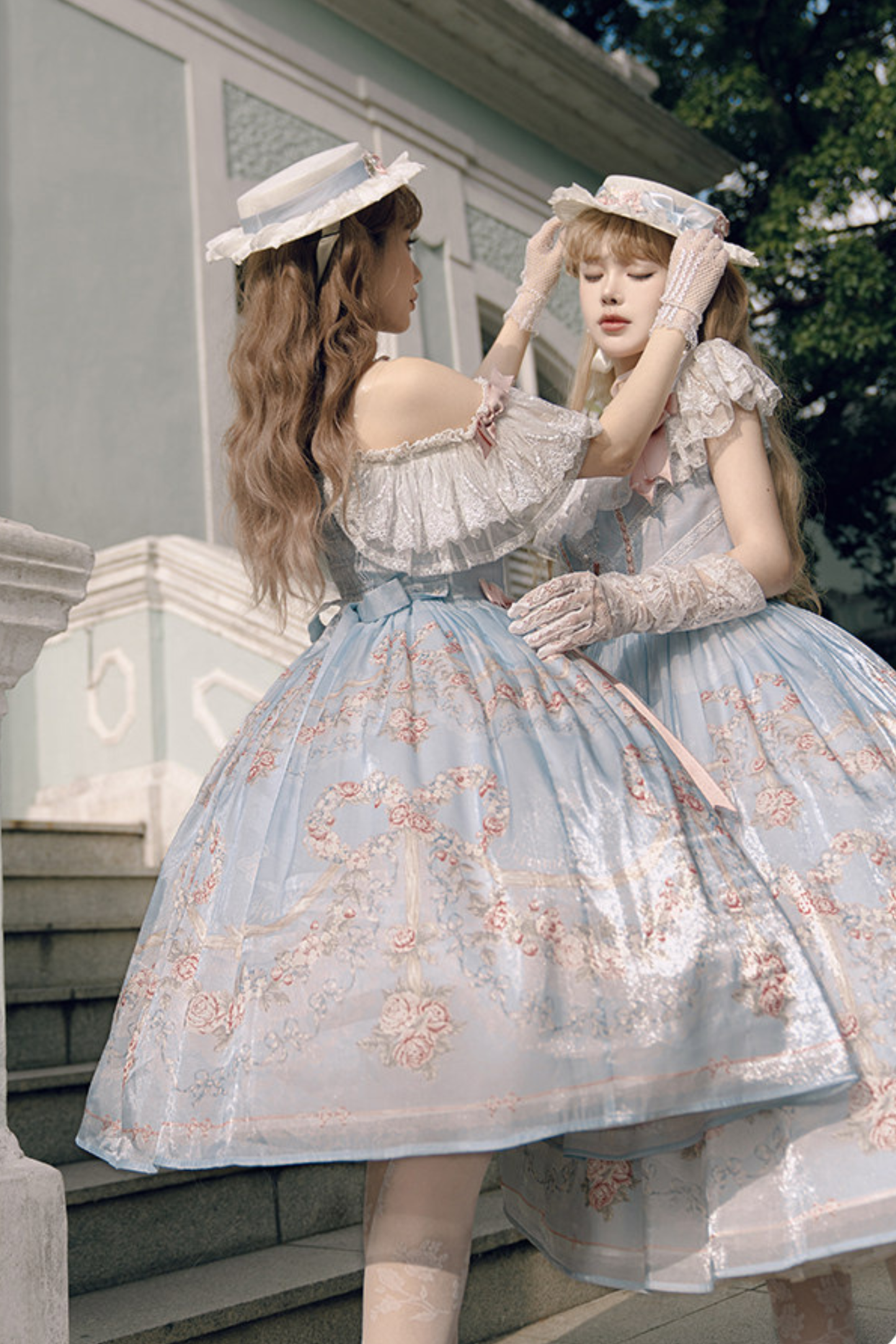 Vilandry Garden Off-Shoulder Dress + Jumper Skirt + Cape