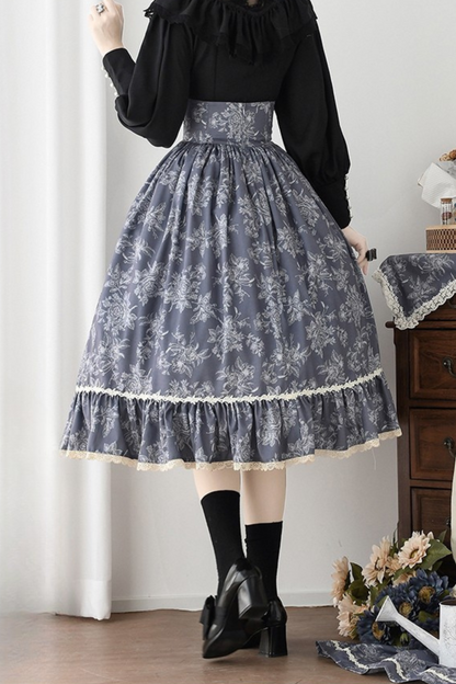 Sketch Wild Rose Elegant Herringbone Lolita Skirt