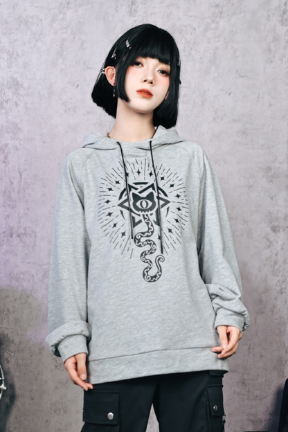 Gray Hooded Trendy Style Casual Top