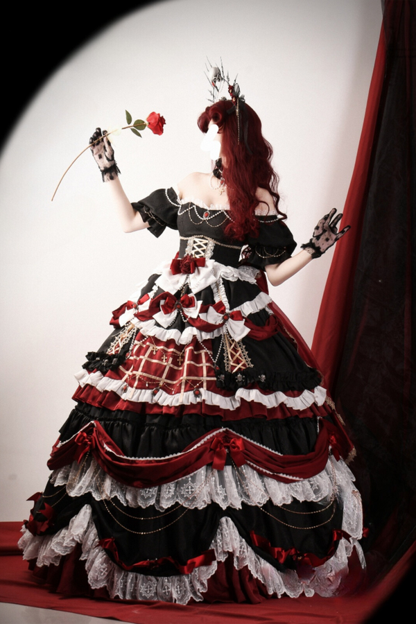 【予約商品】ダークパターンゴシックゴージャスエレガントドレス【ショート・ロング】