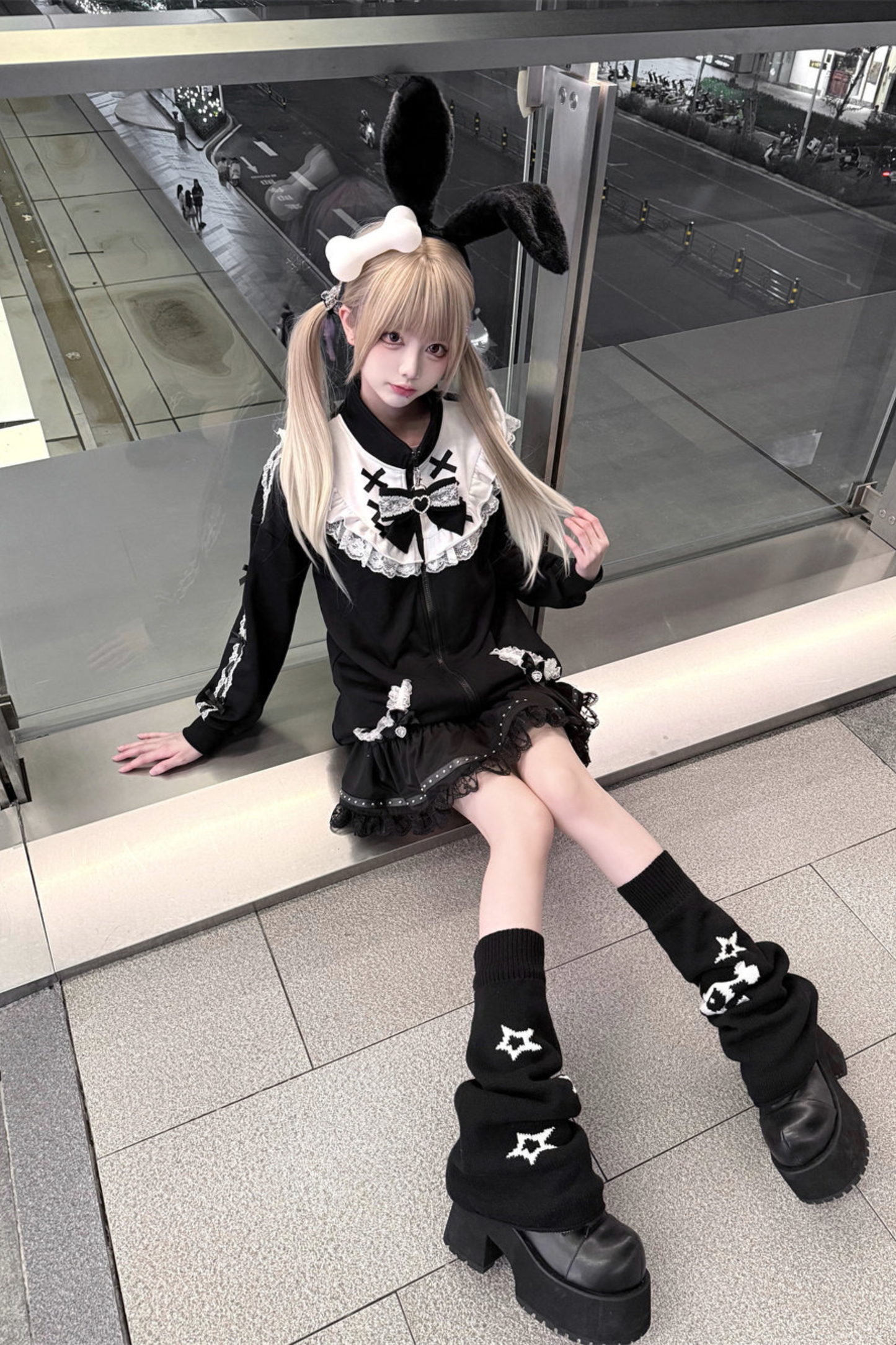 Dark-Puppen-Sweatshirt-Jacke mit Reißverschluss