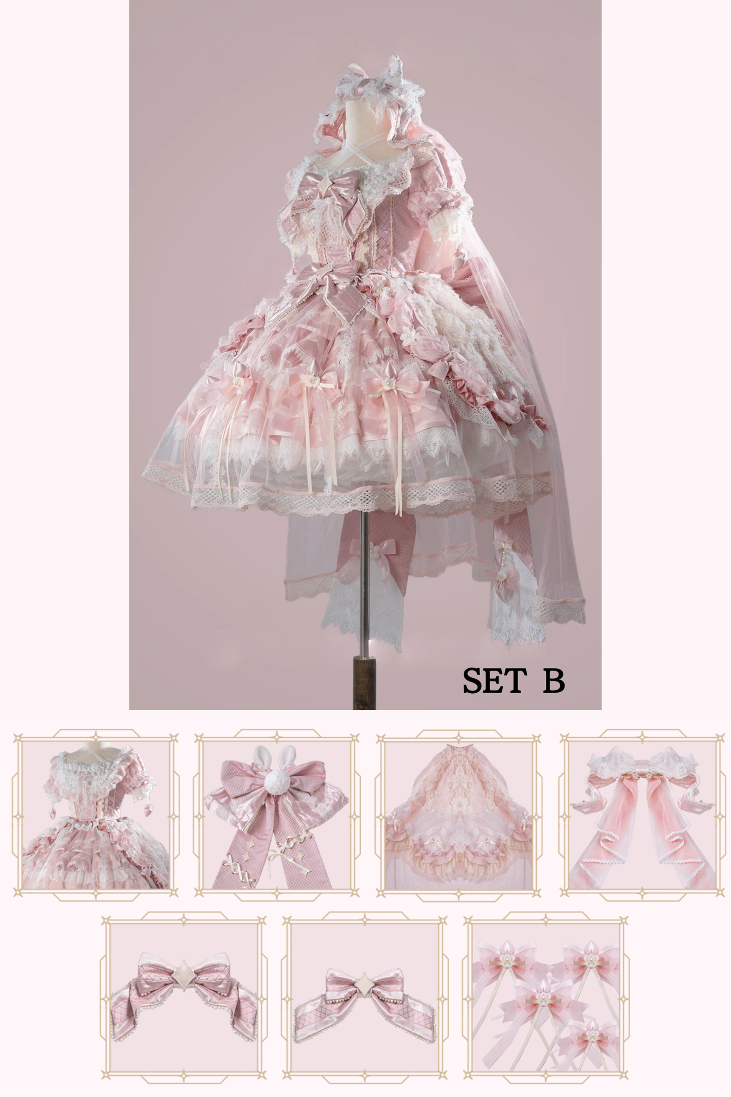 【2月26日予約締切】ラビングスノーピンクロリータロマンティックドレス＋フルセットA/B