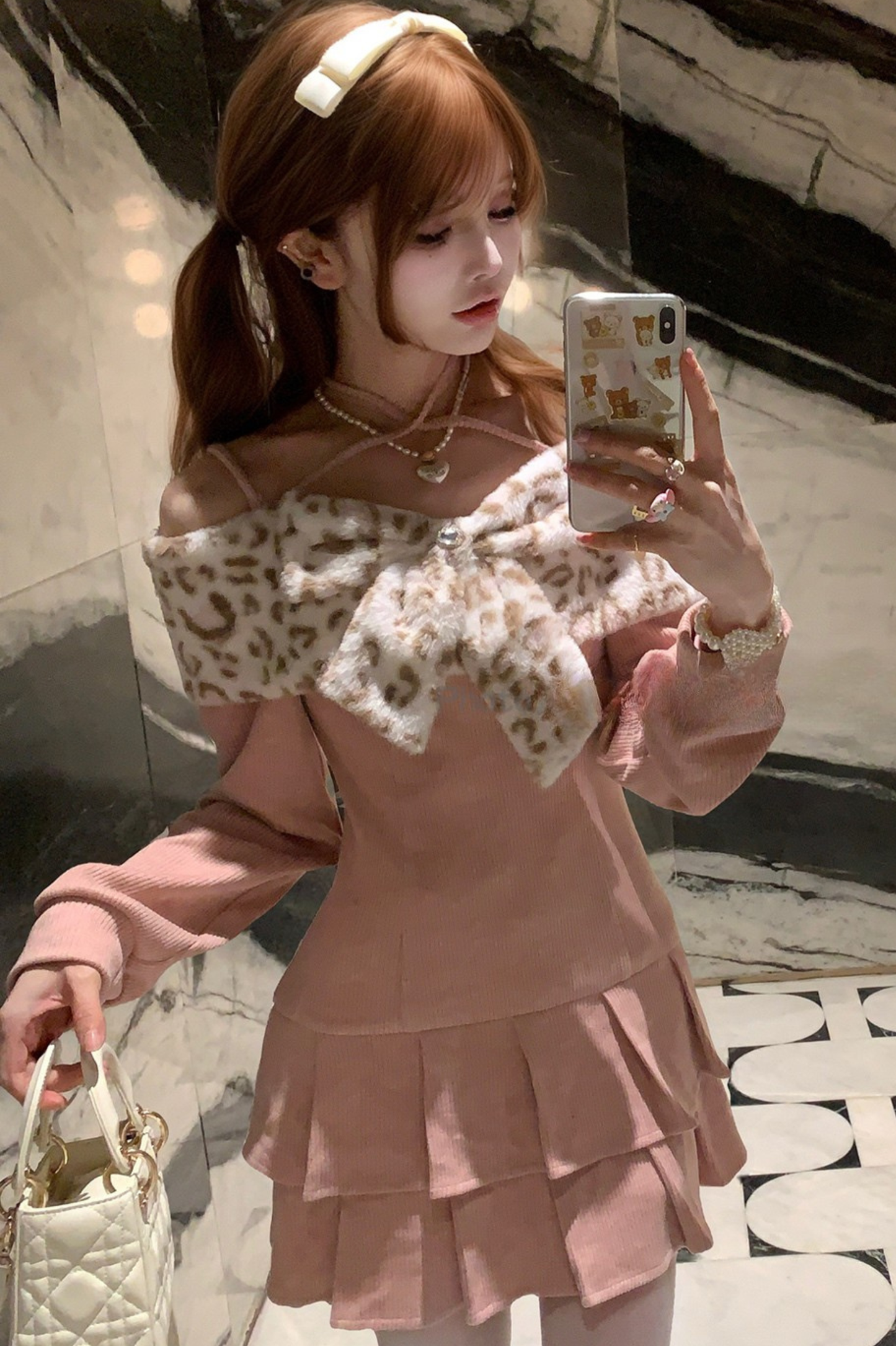 レオパードスイートオフショルダードレス