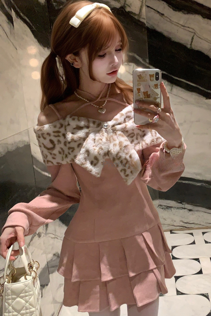 レオパードスイートオフショルダードレス