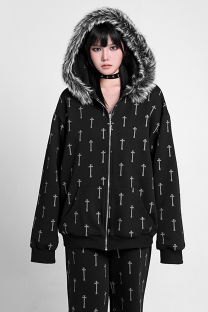 クロスファーフードパーカー