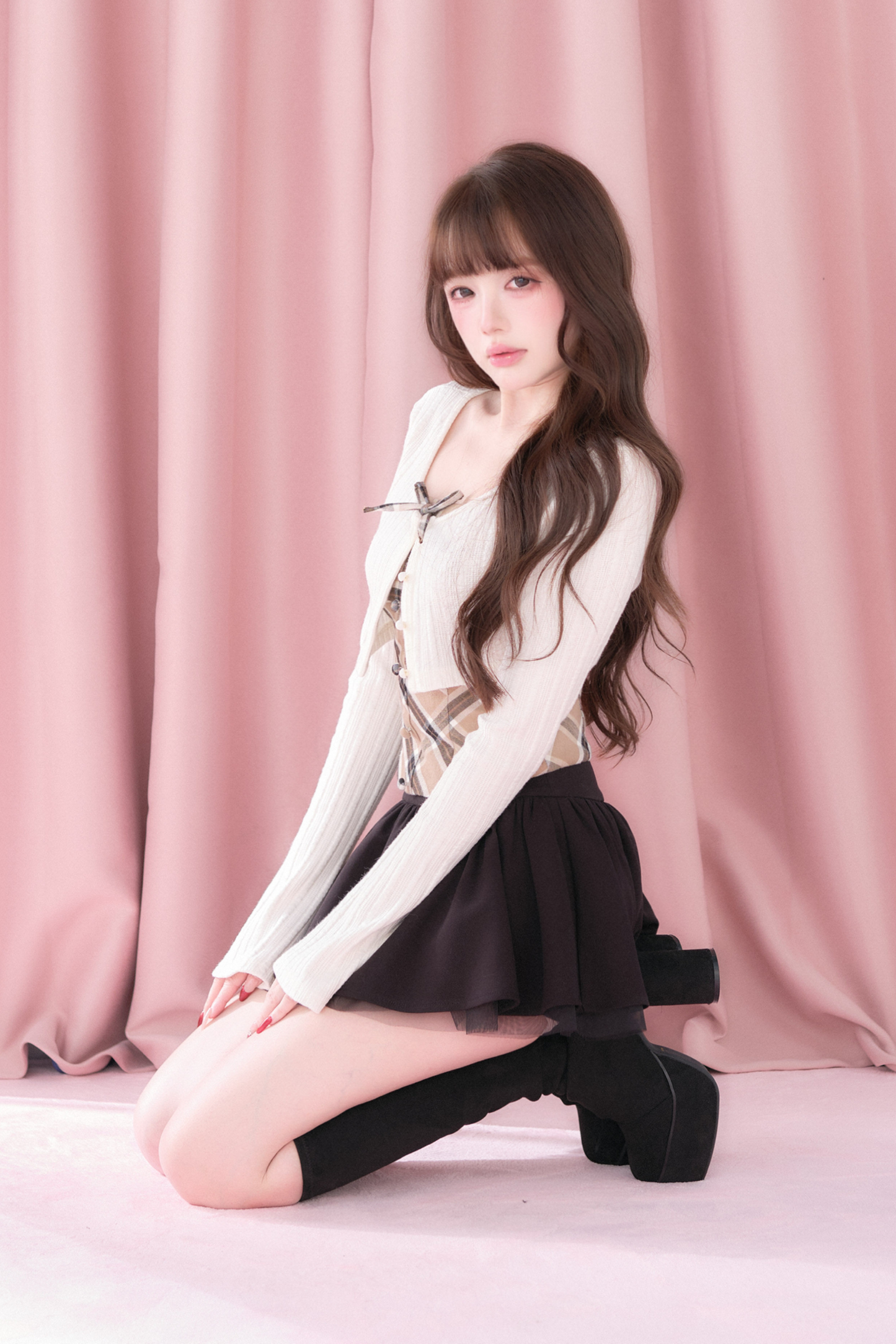 Plaid Camisole + Top + Skirt