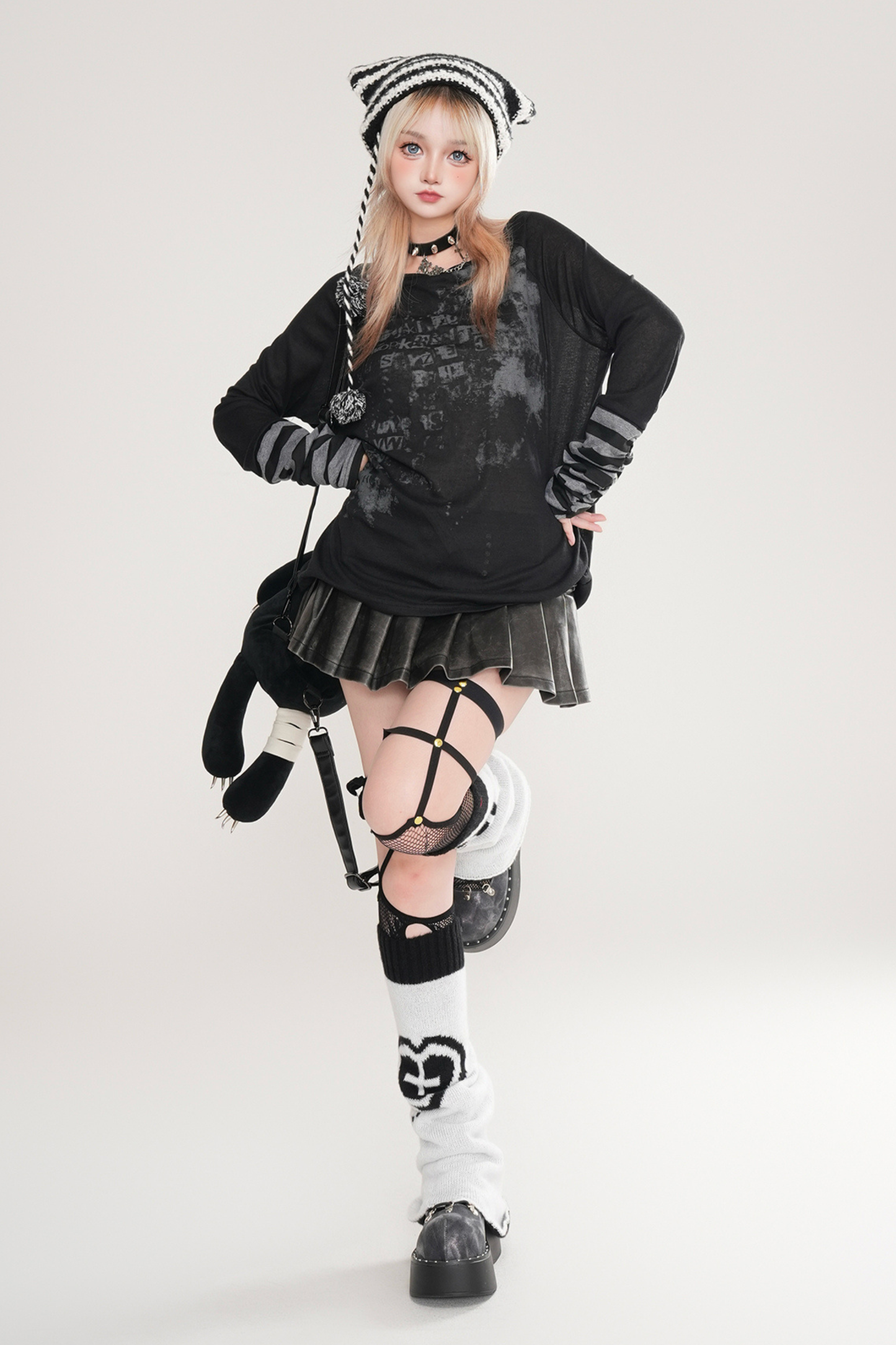 Striped Patchwork Faux Two-Piece Tops