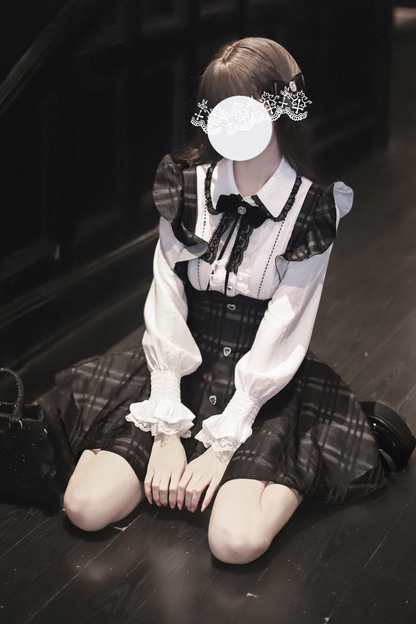 Ruffle Check Short Sass Skirt + Shirt + Ribbon