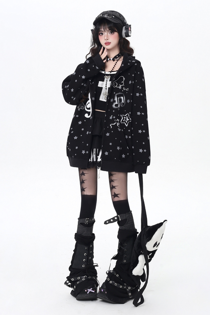 ノートジャンピングポルカドットフードパーカー