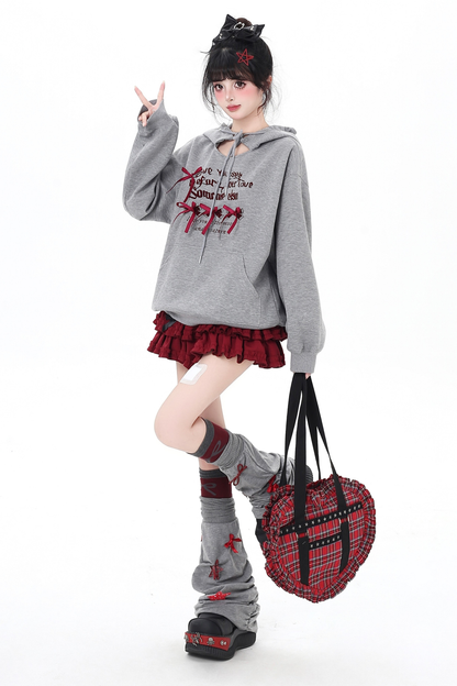 カットアウトリボンフードパーカー