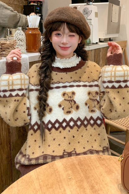 レトロベアジャカードニット