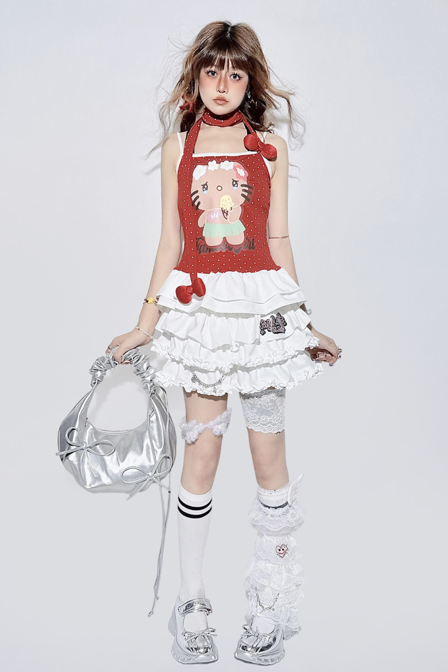 フリルケーキスカート+ウエストチェーン+ソックスカバー