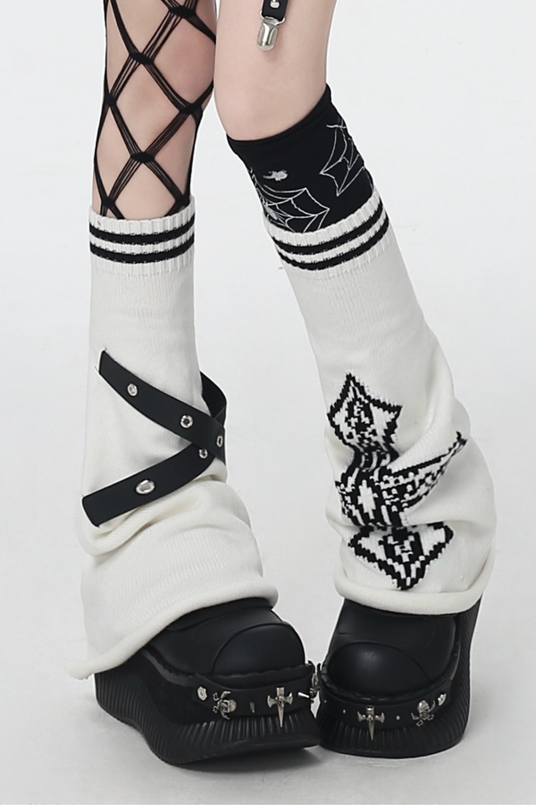 Cross subculture knit leg warmers