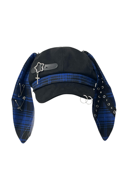 チェックうさ耳サブカル帽子