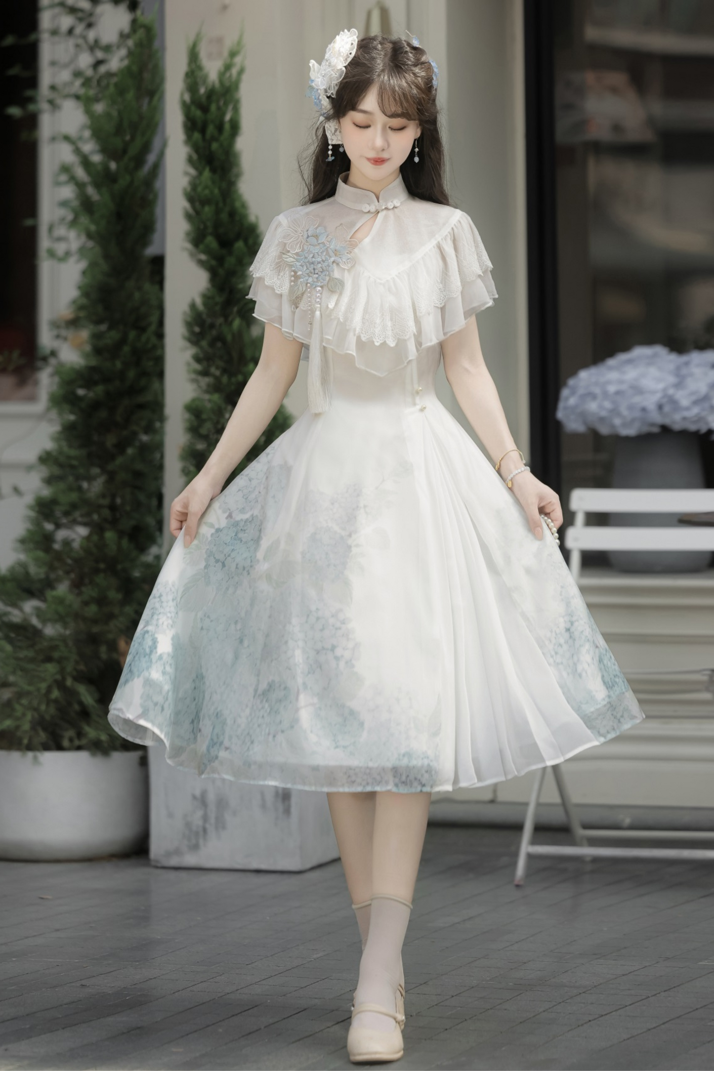 アジサイレターエレガントロリータサスペンダードレス+ショール