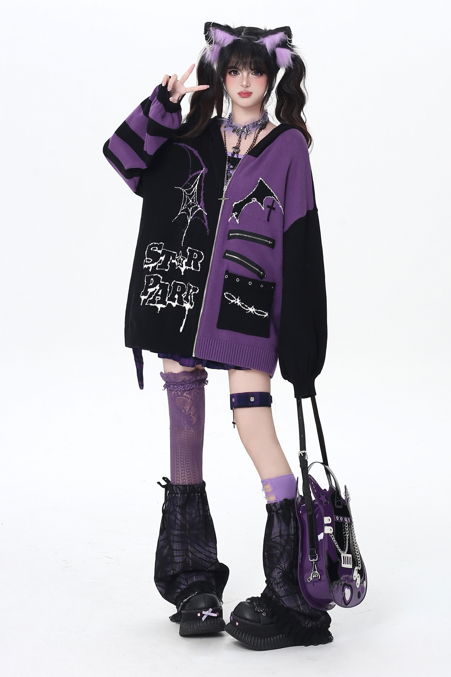 Gothic Asymmetrical Design Knit Cardigan