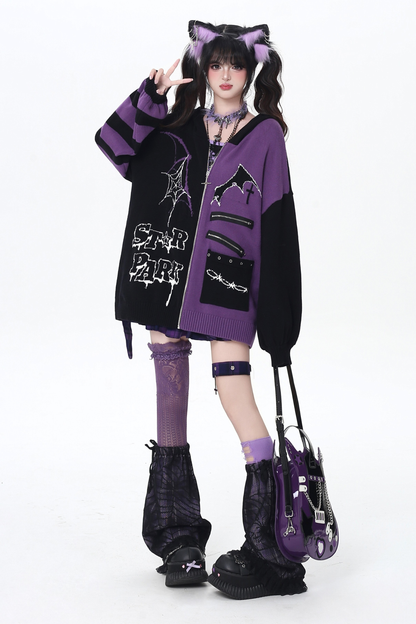 Gothic Asymmetrical Design Knit Cardigan