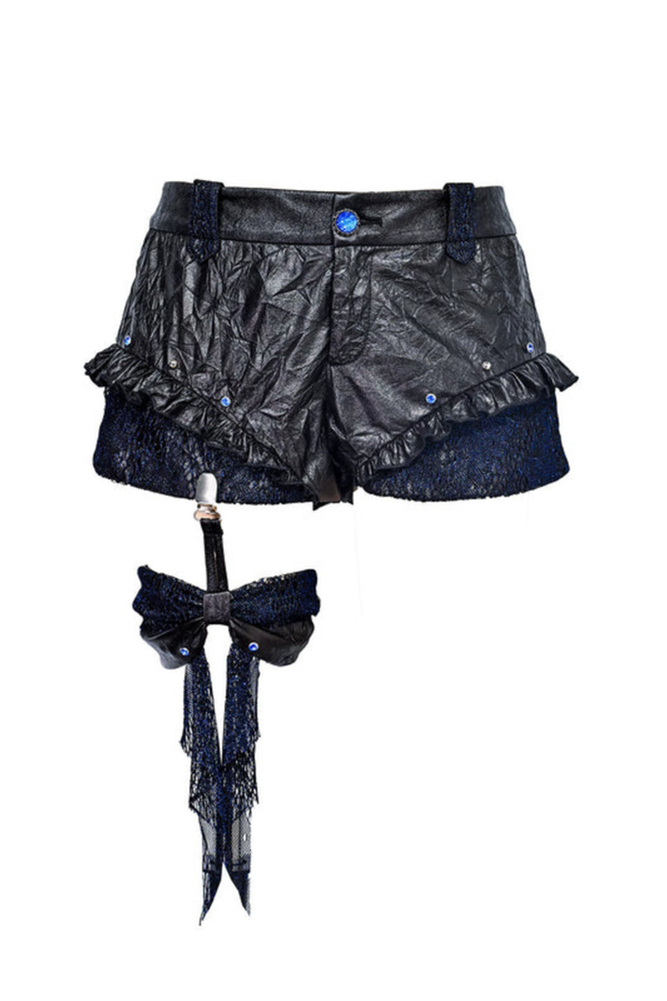 ダークシャイニーレザーショートパンツ